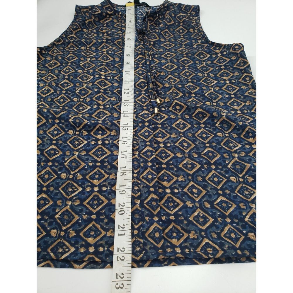 Lauren Ralph Lauren Sleeveless Shell Tank Top Blouse Tie Front Sz PXS Geometric - Picture 6 of 7